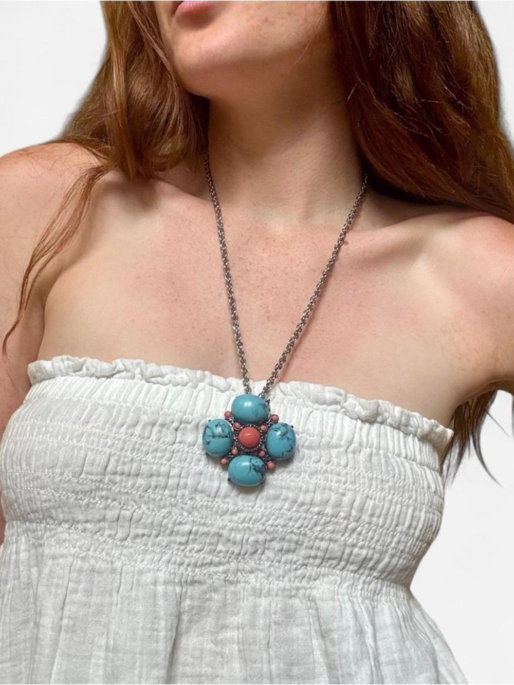 Turquoise flower statement necklace
